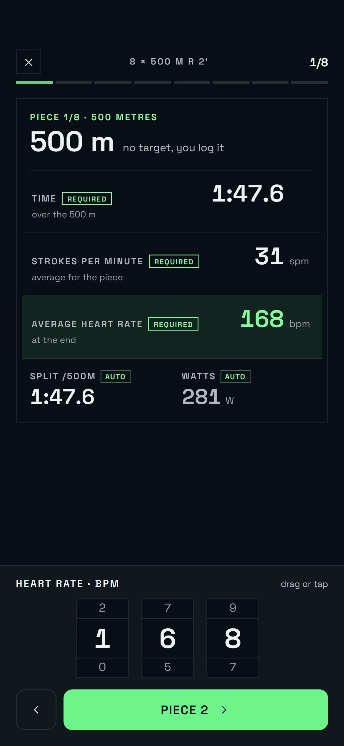 Athlete app: logging the pieces of a session